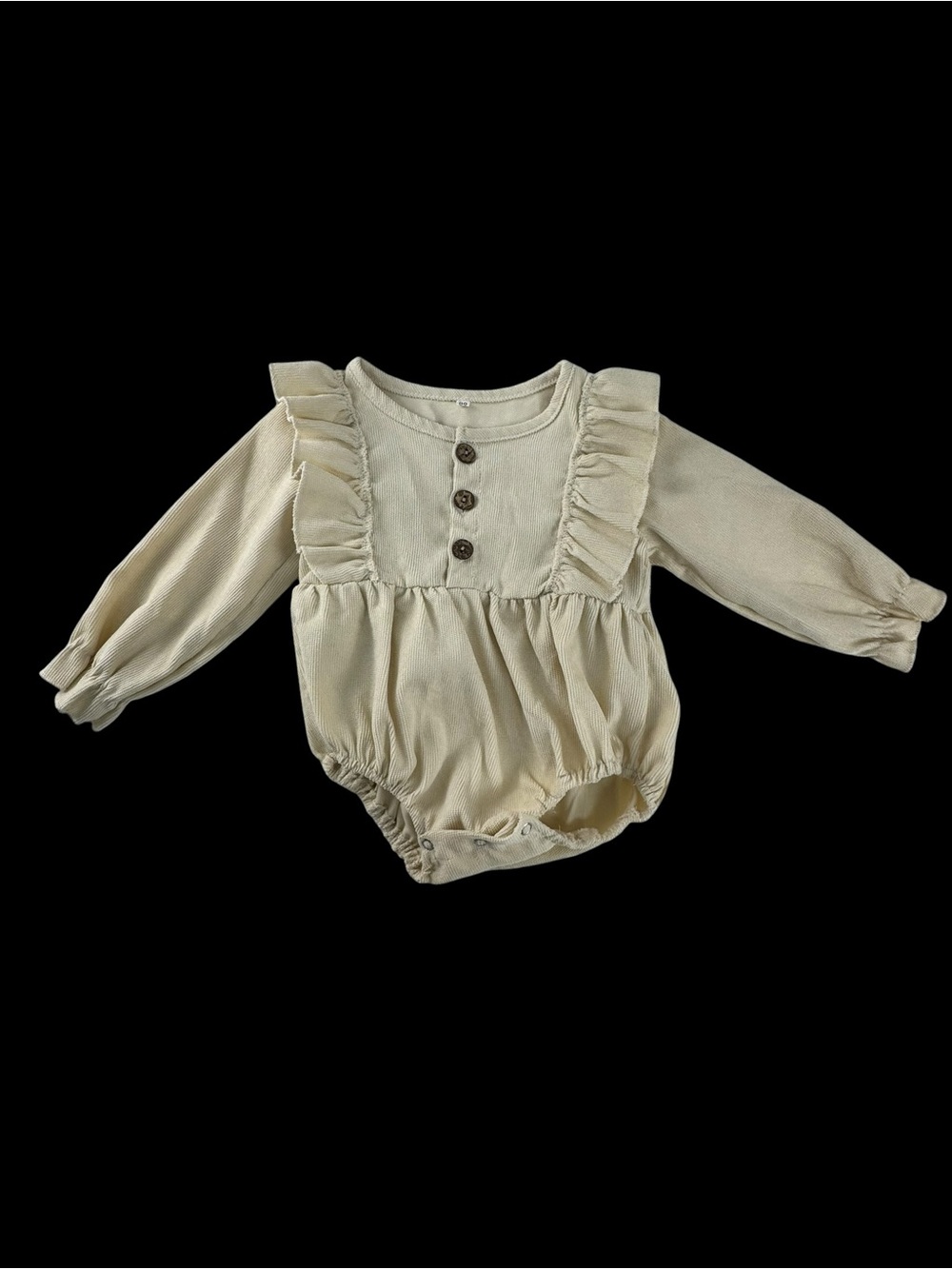 Neutral Cream Kids One-Piece Romper with Button Front